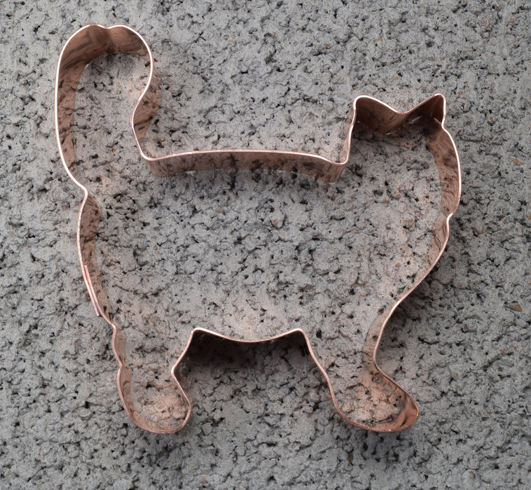 Copper Cat Cookie Cutter, 3.75 x 3.5 inches, Made in USA
