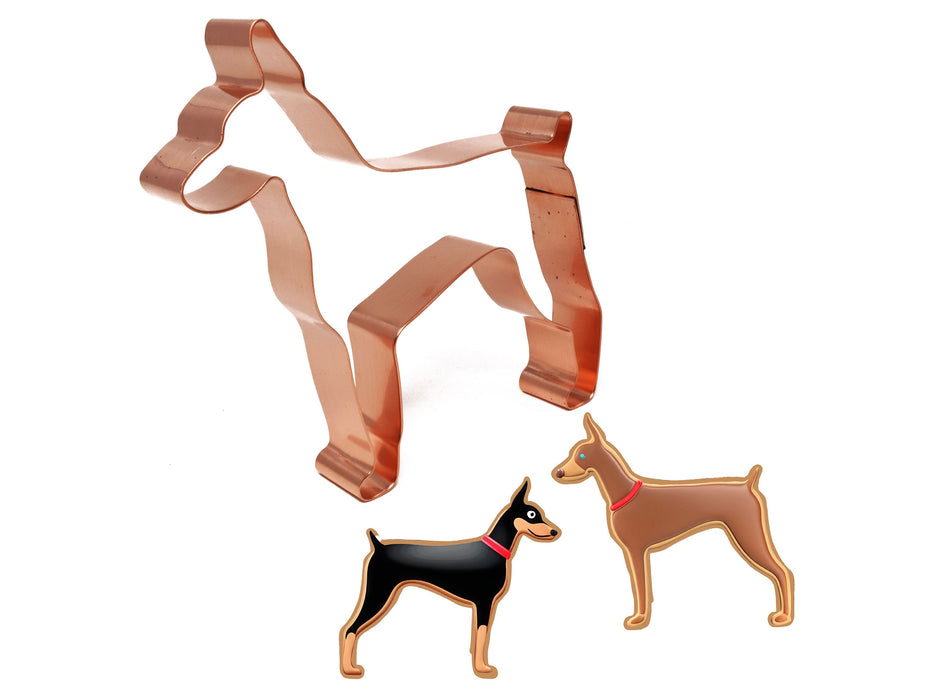 Doberman Pinscher Cookie Cutter: 4.5" Solid Copper, Made in USA