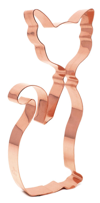 Big Copper Kitty Cookie Cutter, 6 x 3 inches, Made in USA