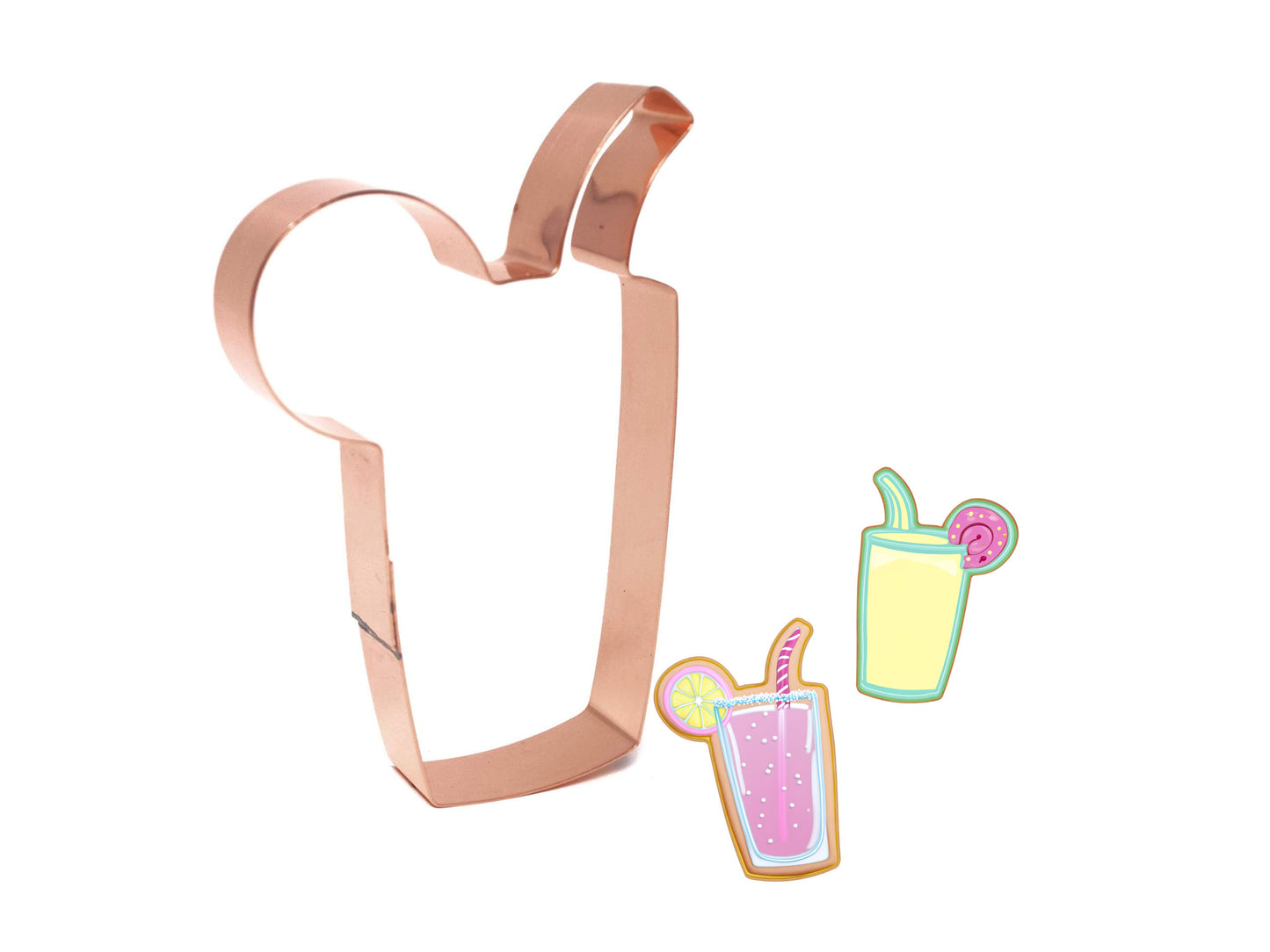 Refreshing Summer Drink Glass with Lemon and Straw Cookie Cutter 5 x 3.25 inches