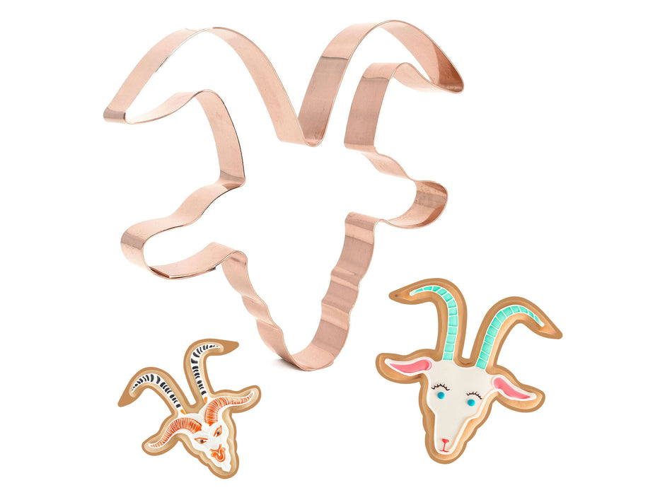 Copper Krampus Goat Head Cookie Cutter - Animal Design (4.5 x 4.75 inches) - Made in USA