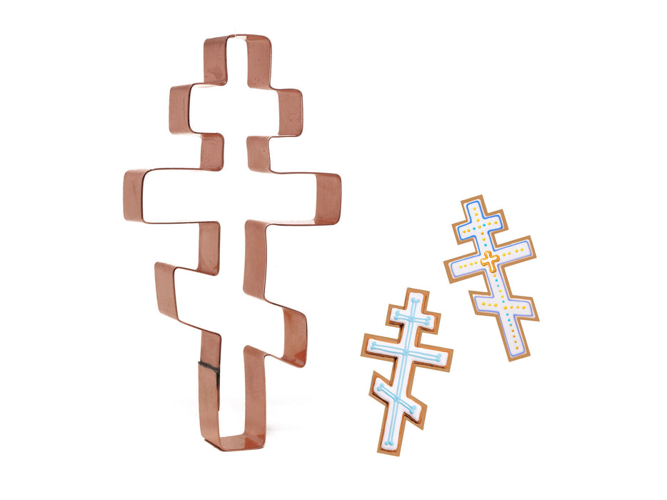 Copper Orthodox Cross Cookie Cutter - Religious Design (5.5 x 3 inches) - Made in USA