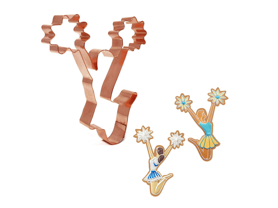 Copper Cheerleader Cookie Cutter - Sports Design (5 x 4 inches) - Made in USA