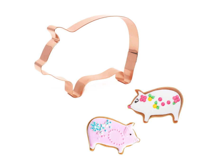 Copper Farm Pig Cookie Cutter - Marranitos Design (5 x 3.5 inches) - Made in USA