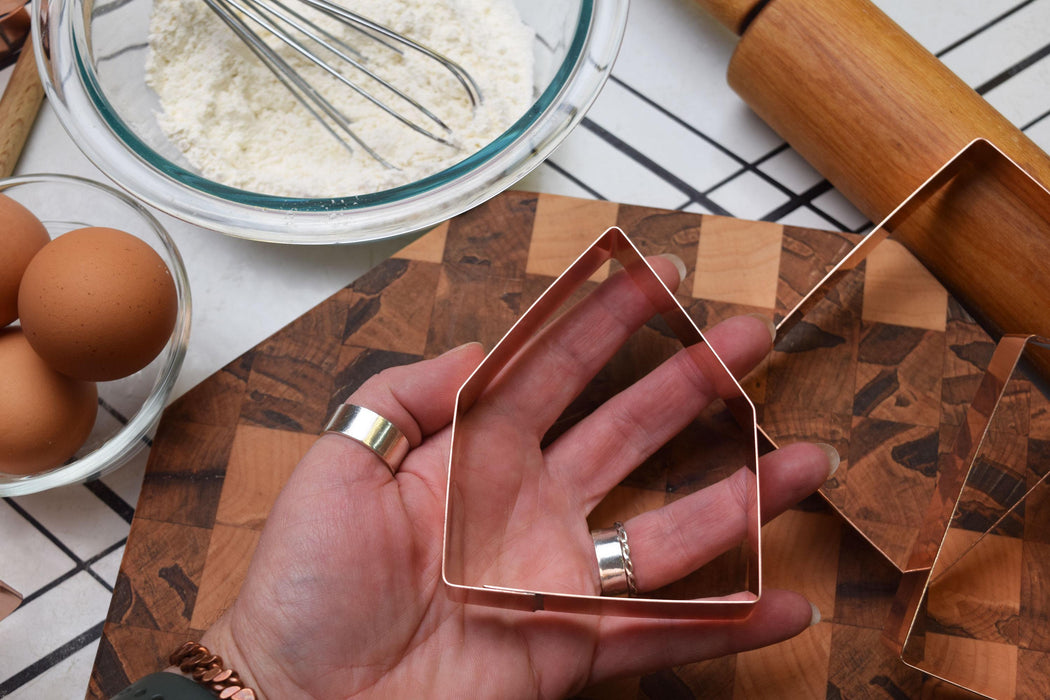 Gingerbread House Cookie Cutter Set – Handmade Copper 3-Piece Baking Kit for Christmas