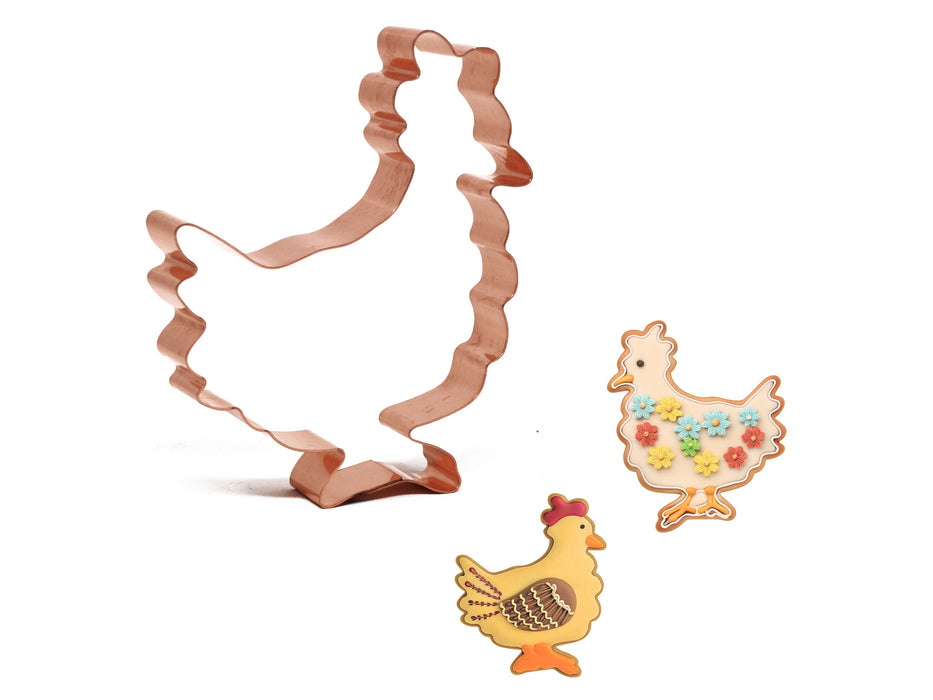 Copper Chicken Cookie Cutter, Animal Cookie Cutter, 4.75 x 4 inches, Made in USA