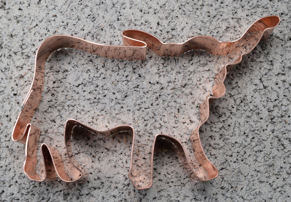 Copper Longhorn Bull Cookie Cutter, Animal Cookie Cutter, 5 x 3 inches, Made in USA