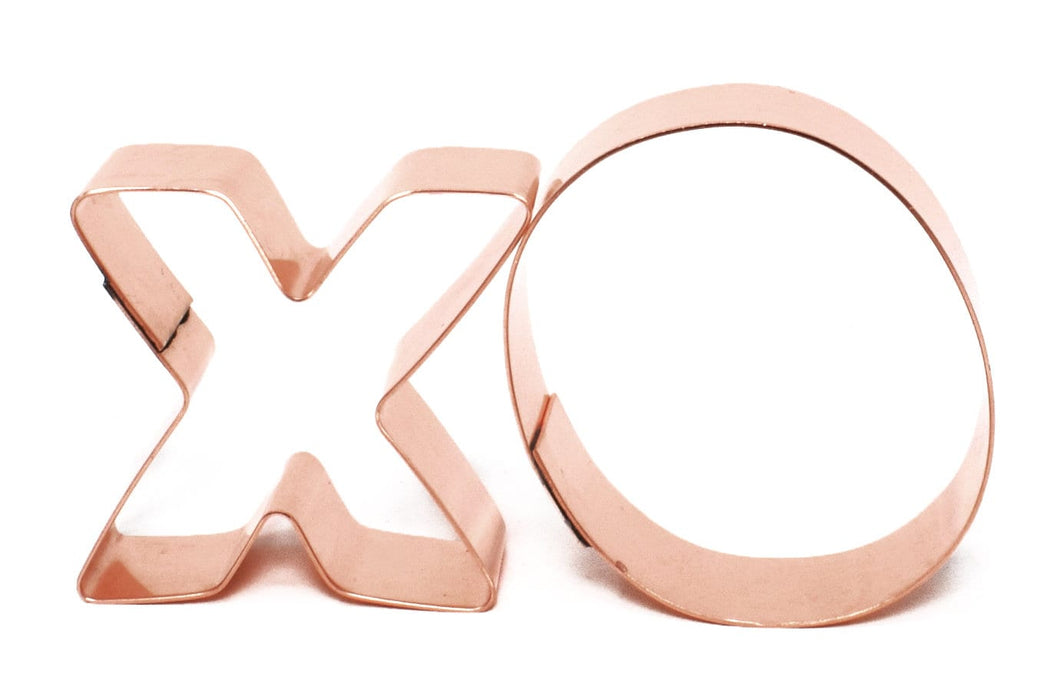 Small Copper Hugs & Kisses / XO Cookie Cutter Set - Valentines Shape, 2 x 2.25 inches, Made in USA