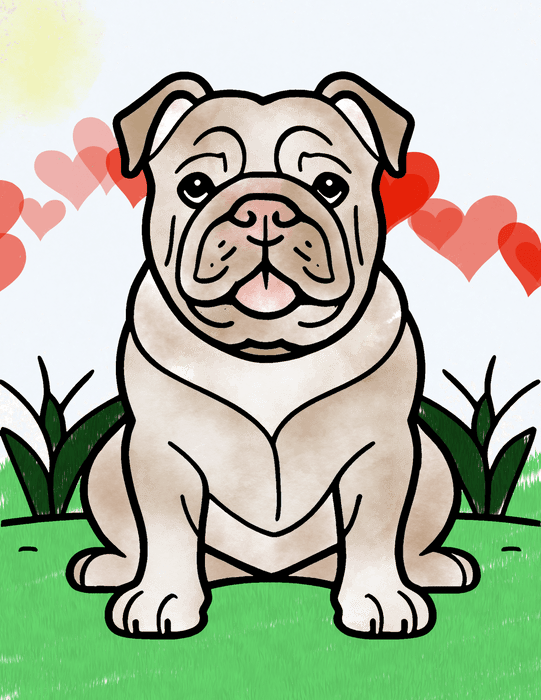 Free Bulldog Coloring Page – Downloadable PNG - The Fussy Pup - Coloring Page