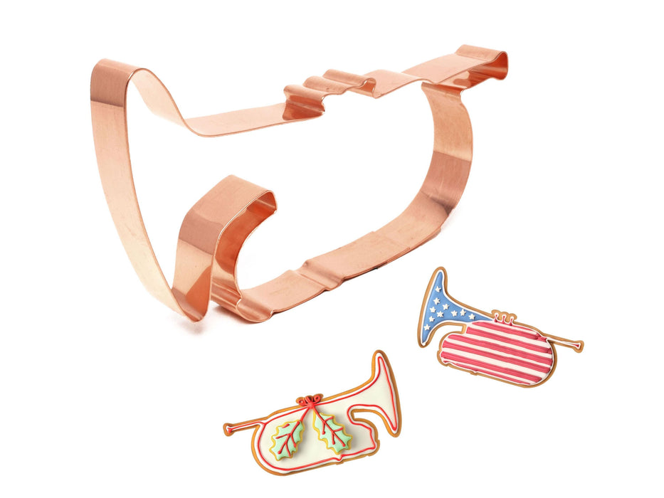 Copper Mellophone Cookie Cutter, Instrument Cookie Cutter, 5.75 x 3 inches, Made in USA