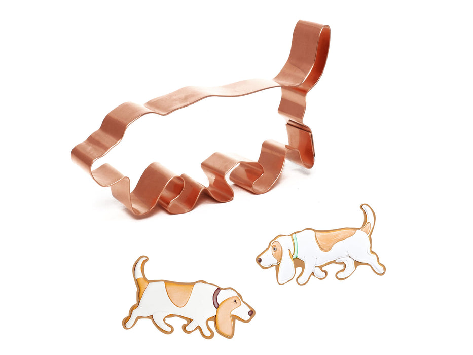 Copper Basset Hound Cookie Cutter - Hunting Dog Design (4.75 x 2.5 inches) - Made in USA