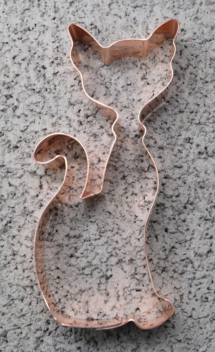 Big Copper Kitty Cookie Cutter, 6 x 3 inches, Made in USA