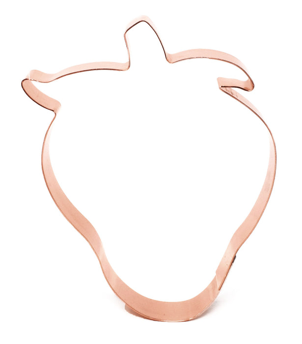 Big Copper Strawberry Cookie Cutter, Fruit Design 5 x 4 inches, Made in USA