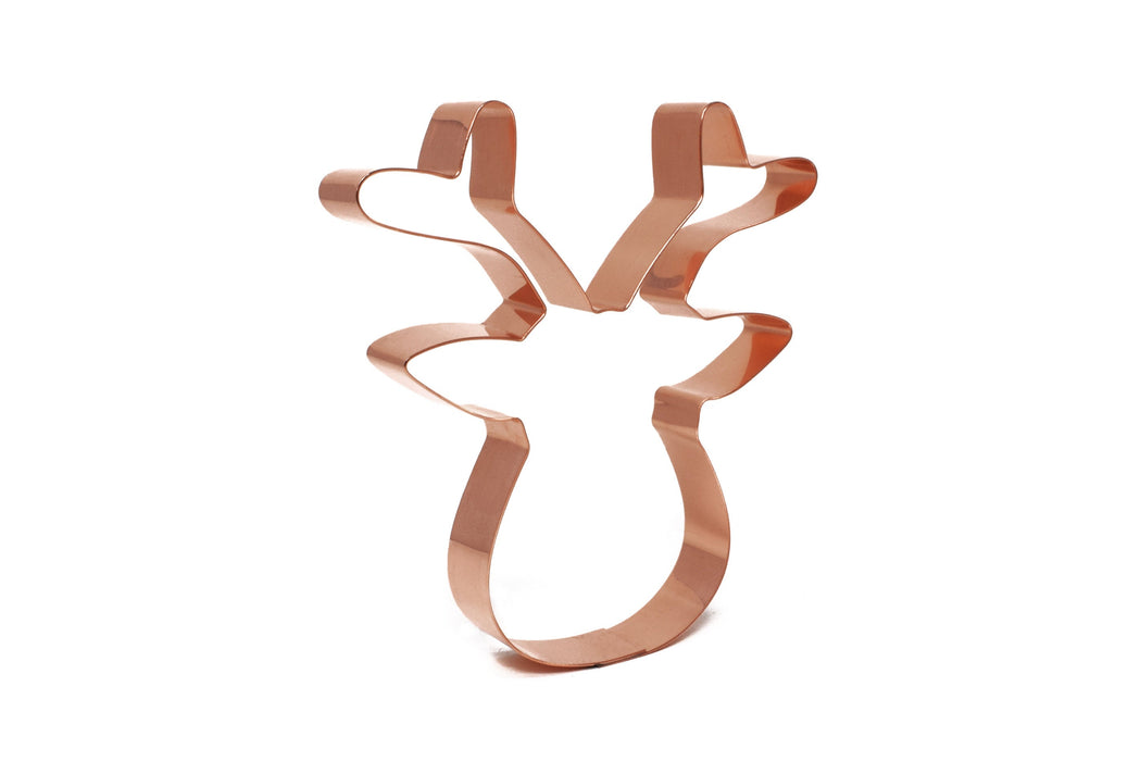 Big Copper Reindeer Face Cookie Cutter - Christmas Cookie Cutter, 5 x 4.5 inches, Made in USA