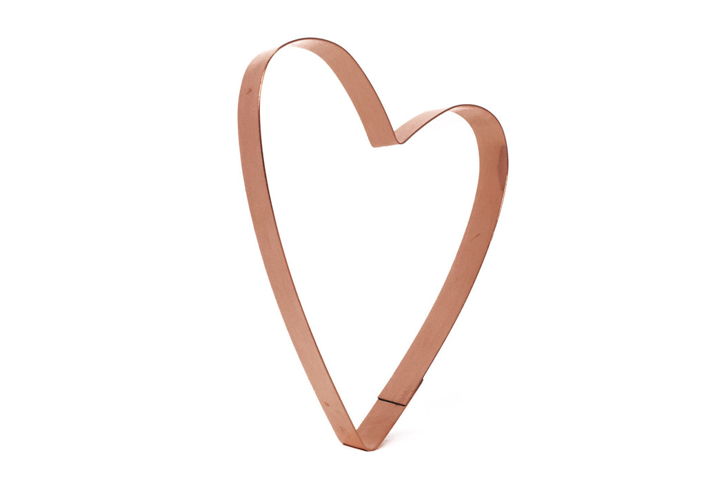 Copper Big Heart Cookie Cutter - Nature Design (6 x 4.5 inches) - Made in USA