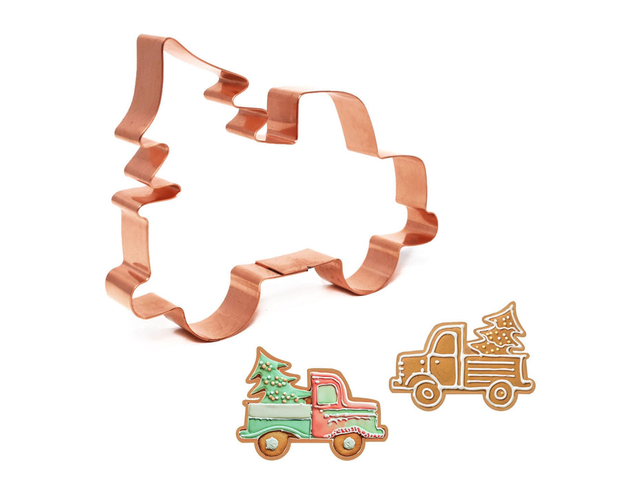 Copper Truck w/ Tree Cookie Cutter, Christmas Cookie Cutter, 5 x 4.5 inches, Made in USA