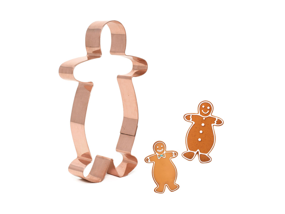 Primitive Folk Art Gingerbread Man Copper Cookie Cutter, 3.25 x 5.25