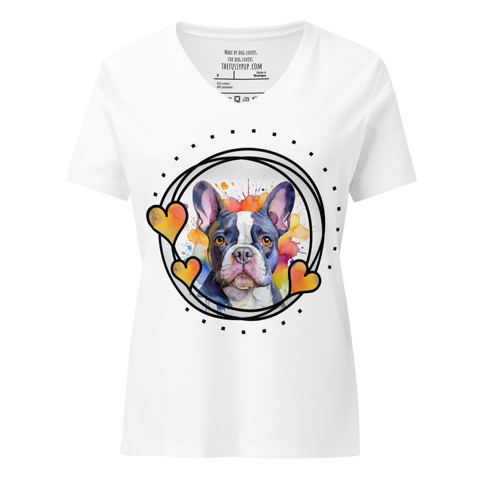 French Bulldog Women’s relaxed v - neck t-shirt - The Fussy Pup - 