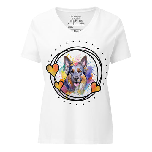 German Shepherd Women’s relaxed v - neck t-shirt - The Fussy Pup - 
