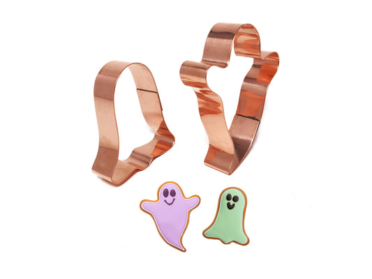 Pair of Little Halloween Ghosts Copper Cookie Cutters, 2.25 - 3.25 inches