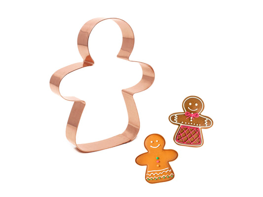 Gingerbread Girl Copper Christmas Cookie Cutter, 4x4.25 inches