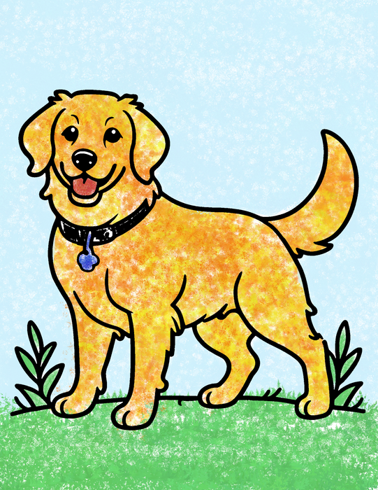 Free Golden Retriever Coloring Page – Downloadable PNG