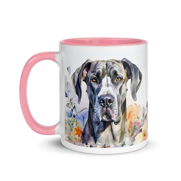 Great Dane Floral Coffee Mug – Watercolor Dog Design - The Fussy Pup - 