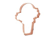 Copper ice cream cone cookie cutter on a white background