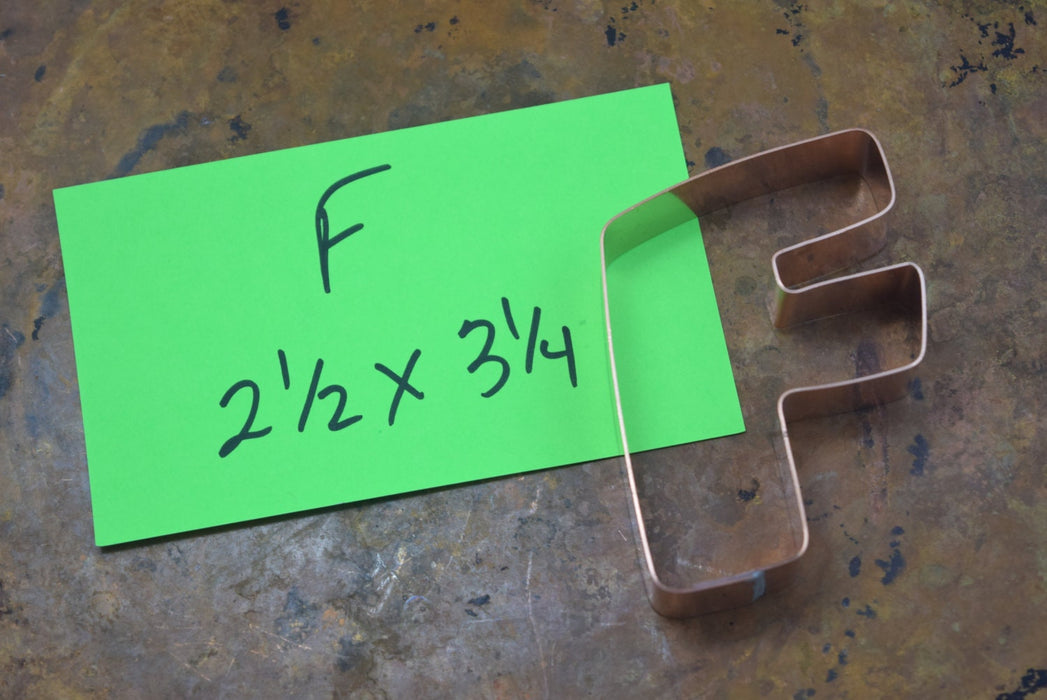 The Letter F Copper Alphabet Cookie Cutter - Handcrafted by The Fussy Pup