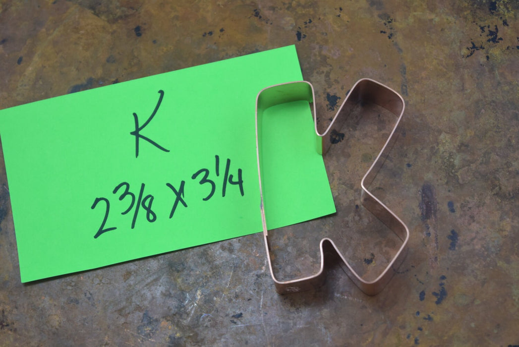 The Letter K Copper Alphabet Cookie Cutter - Handcrafted by The Fussy Pup