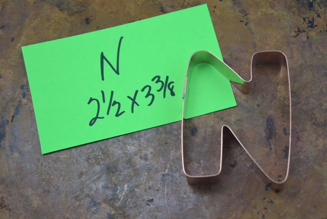 The Letter N Copper Alphabet Cookie Cutter - Handcrafted by The Fussy Pup