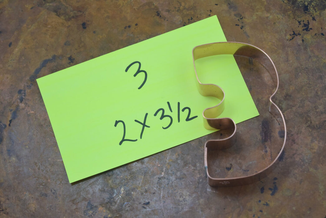 The Number 3 Copper Number Cookie Cutter - Handcrafted by The Fussy Pup