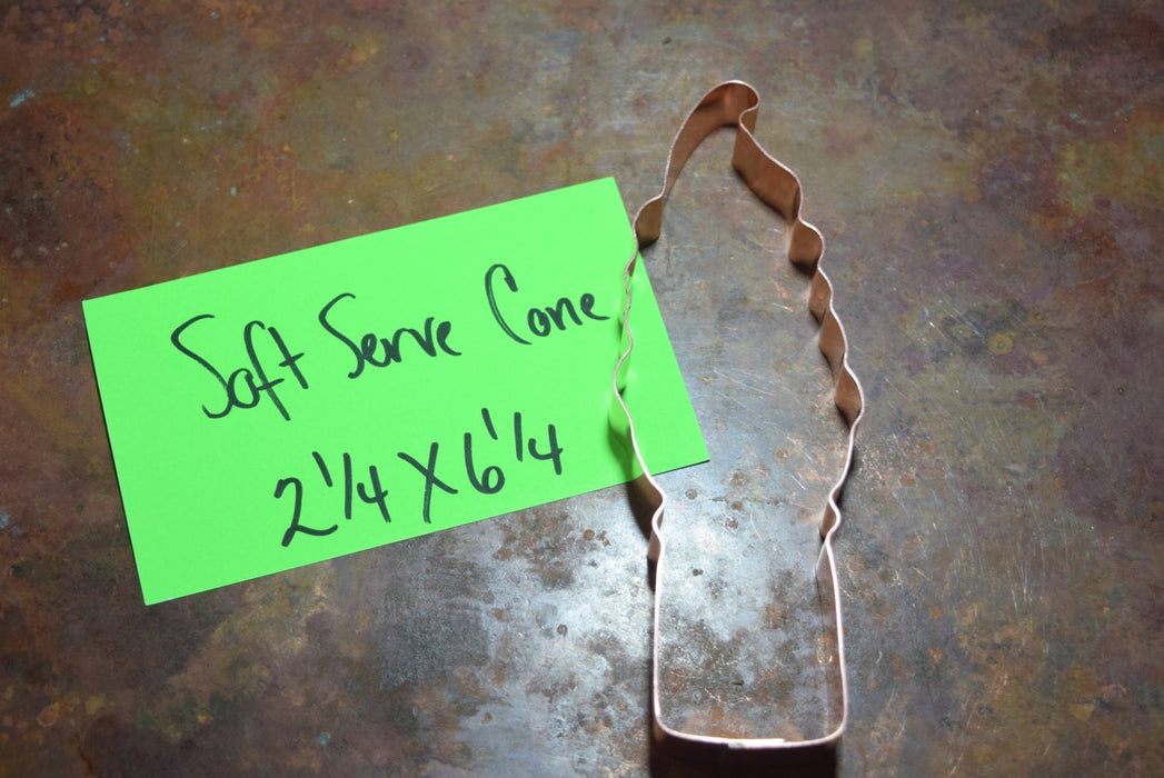 Tall Soft Serve Ice Cream Cone Copper Cookie Cutter - Handcrafted by The Fussy Pup