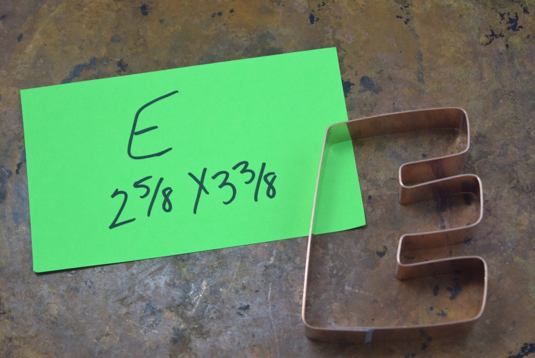 The Letter E Copper Alphabet Cookie Cutter - Handcrafted by The Fussy Pup