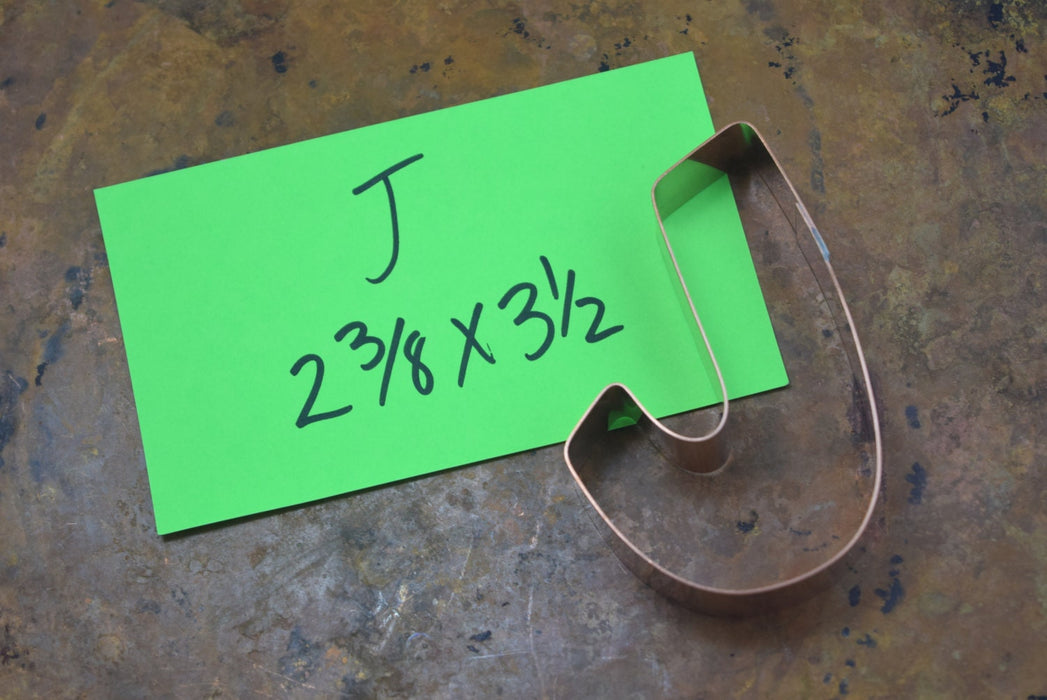 The Letter J Copper Alphabet Cookie Cutter - Handcrafted by The Fussy Pup