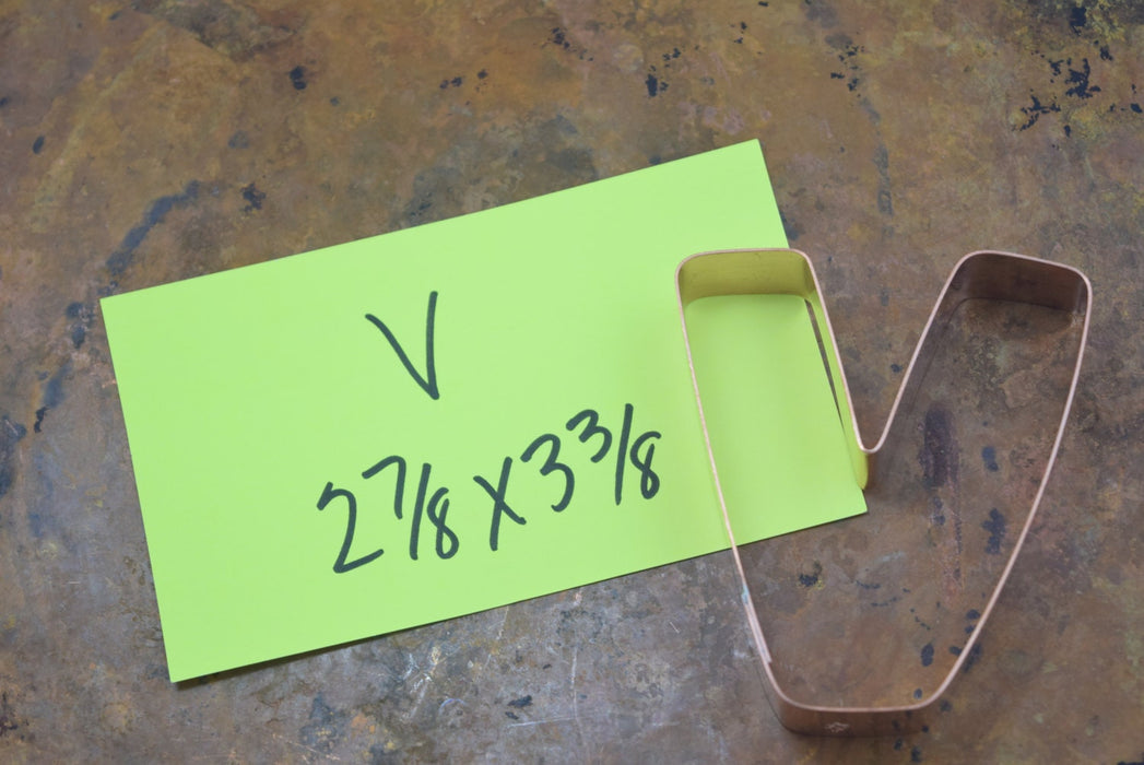 The Letter V Copper Alphabet Cookie Cutter - Handcrafted by The Fussy Pup