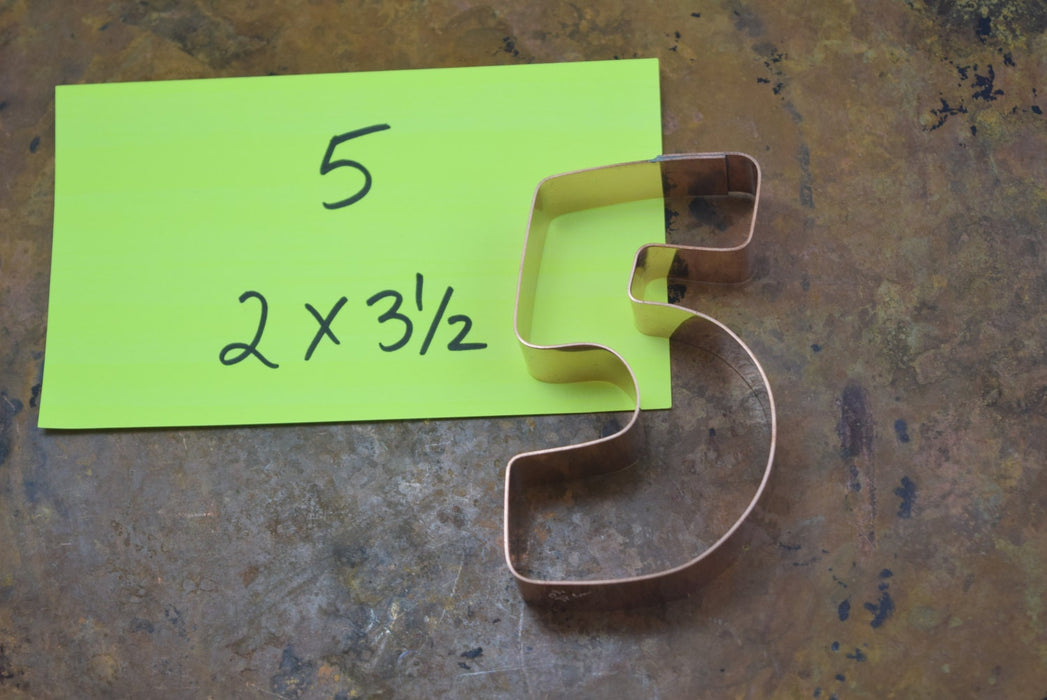 The Number 5 Copper Number Cookie Cutter - Handcrafted by The Fussy Pup