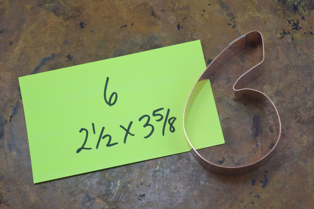 The Number 6 Copper Number Cookie Cutter - Handcrafted by The Fussy Pup