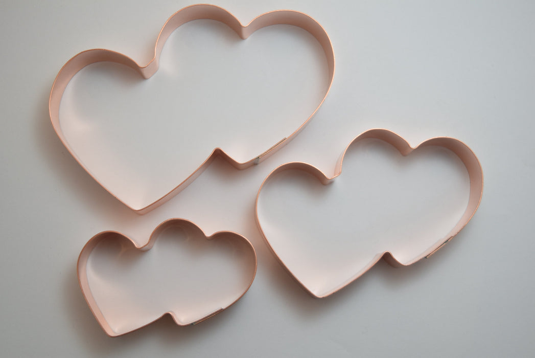 Joined Double Heart Cookie Cutter Three Piece Set ~ Handcrafted by the Fussy Pup