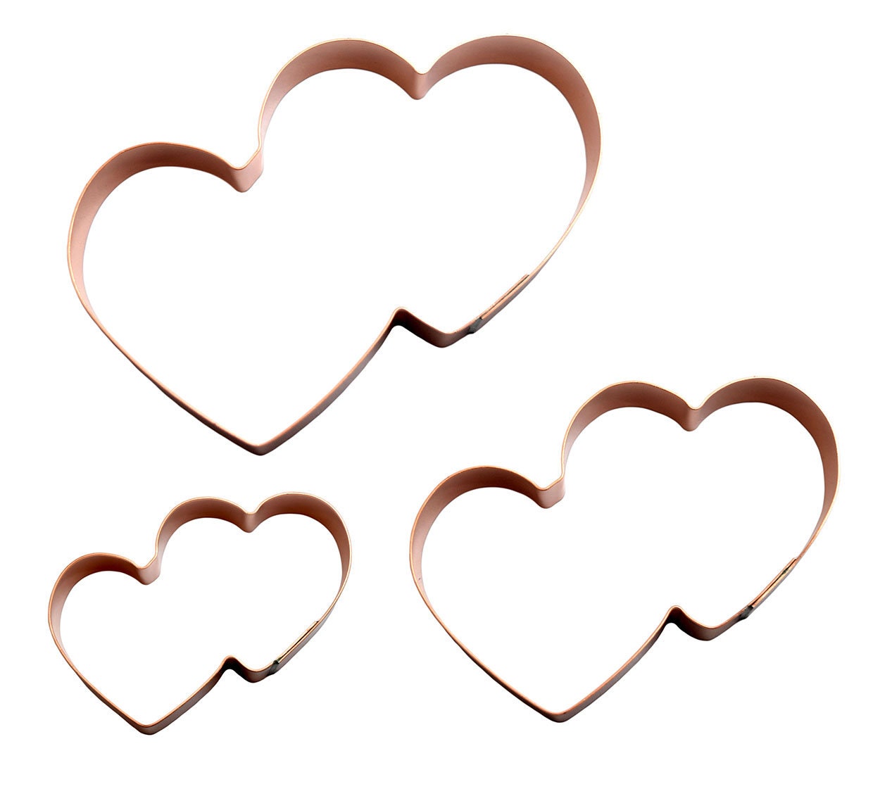 Joined Double Heart Cookie Cutter Three Piece Set ~ Handcrafted by the Fussy Pup