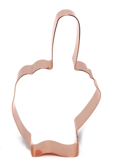 Flipping The Bird -  Giving The Middle Finger - 4.75 x 2.75 inch Hand Cookie Cutter - Handcrafted Copper by The Fussy Pup