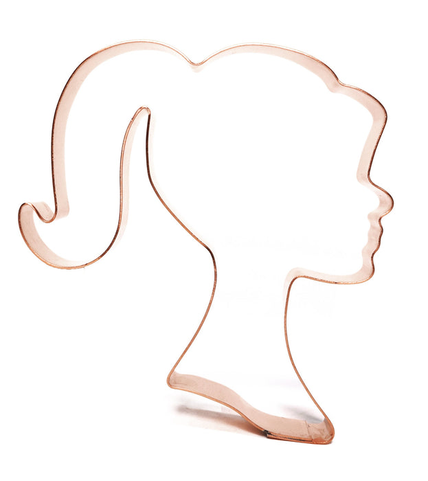 Pigtailed Girl Silhouette Cookie Cutter 3.5 x 4 inches, Handcrafted Copper by The Fussy Pup