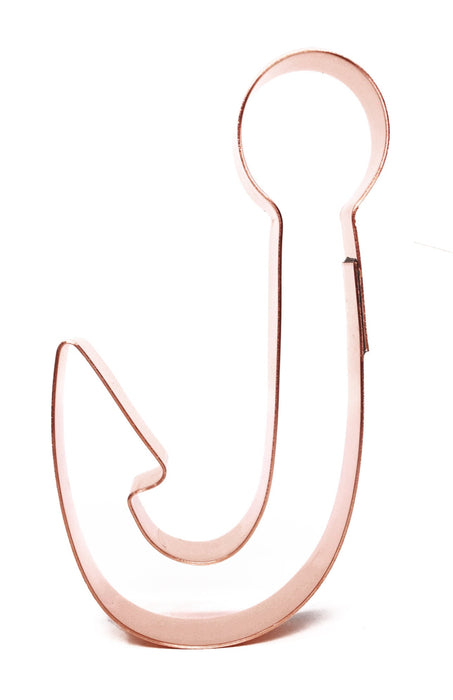 Small Fishing Hook Cookie Cutter 4 x 2 inches - Handcrafted Copper Cookie Cutter by The Fussy Pup