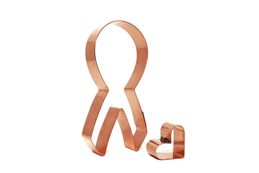 Awareness Ribbon with Heart Metal Cookie Cutter 2.4 X 4.75 inches - Handcrafted Copper Cookie Cutter by The Fussy Pup