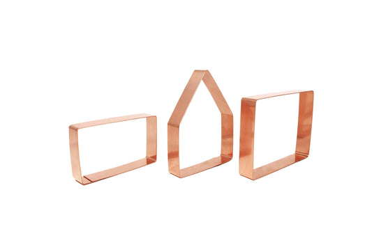 Bake Your Own Small Gingerbread House Kit ~ 3 Piece Copper Christmas Cookie Cutter Set - Handcrafted by The Fussy Pup