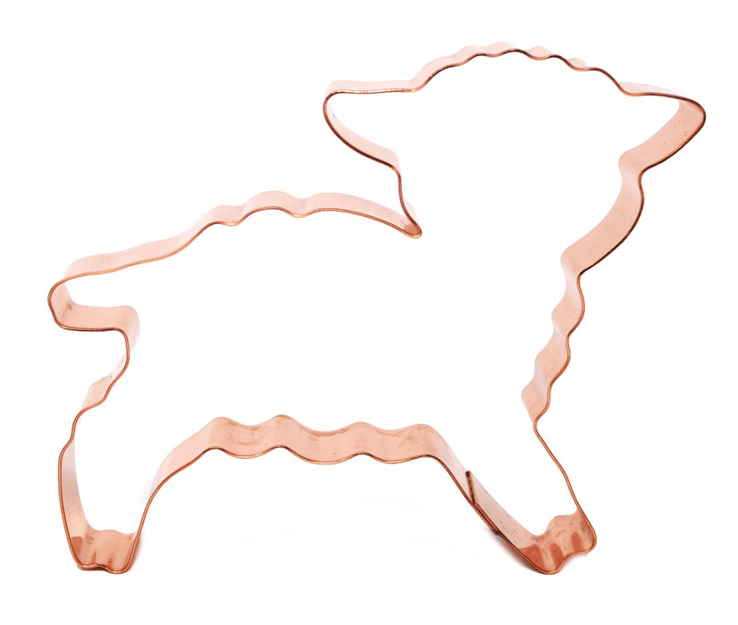 Mary's Larger Leaping Lamb Cookie Cutter 4.75 x 4 inches - Handcrafted Copper Cookie Cutter by The Fussy Pup