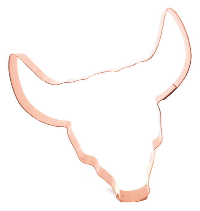 5 Inch Bull Skull Cookie Cutter 5 X 4.75 inches ~ Handcrafted Copper Cookie Cutter by The Fussy Pup