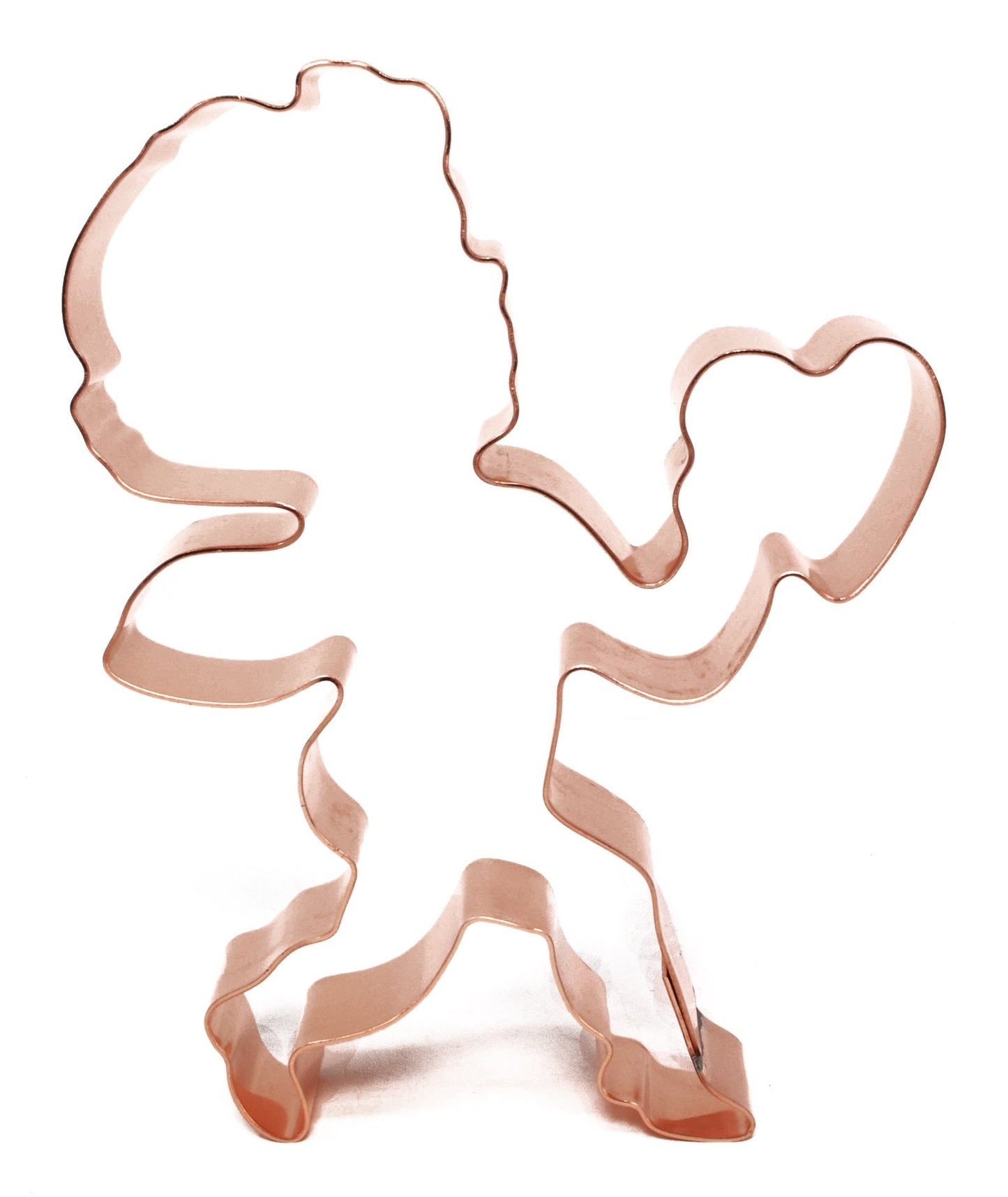 Cute Valentines Day Cupid with Heart Copper Cookie Cutter 3.75 X 5 - Handcrafted Copper Cookie Cutter by The Fussy Pup