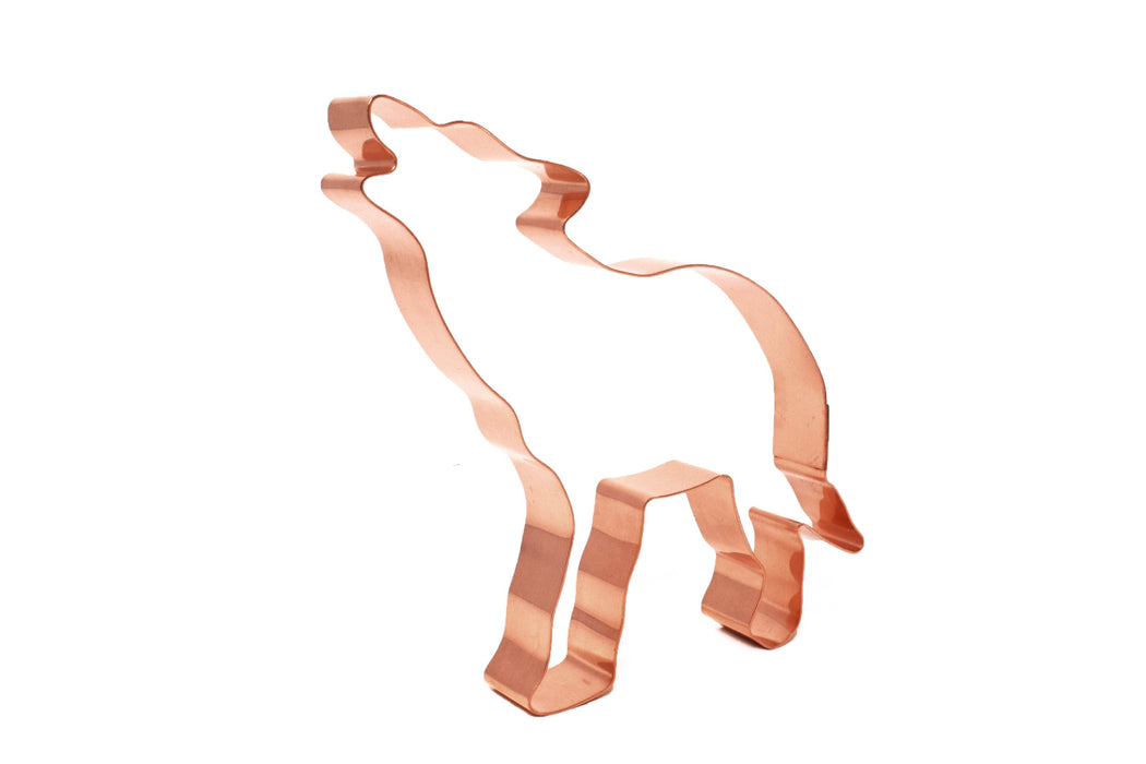 Howling Timber Wolf Copper Cookie Cutter, 4.75x4.75 inches