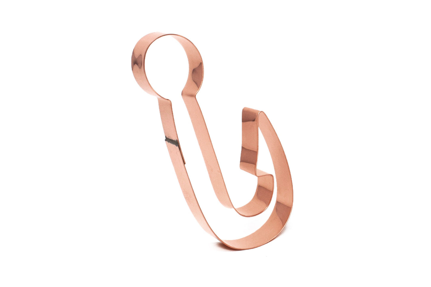 Fishing Hook Cookie Cutter 5.5 X 2.25 inches - Handcrafted Copper Cookie Cutter by The Fussy Pup